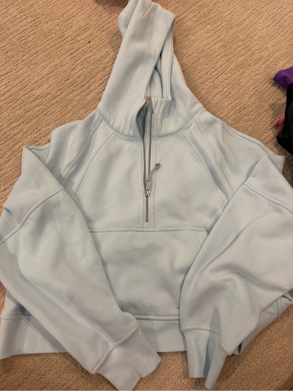 Lululemon Light Blue Half-Zip Hooded scuba size M/L